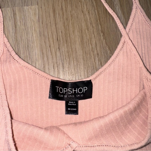 Topshop Pink Spaghetti Strap Cropped Ribbed Tank Top - Size 6 - Picture 3 of 6